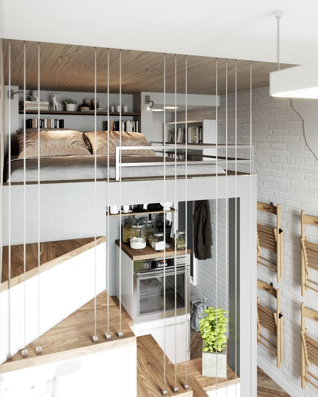 studio 18m2 avec mezzanine décoration contemporaine