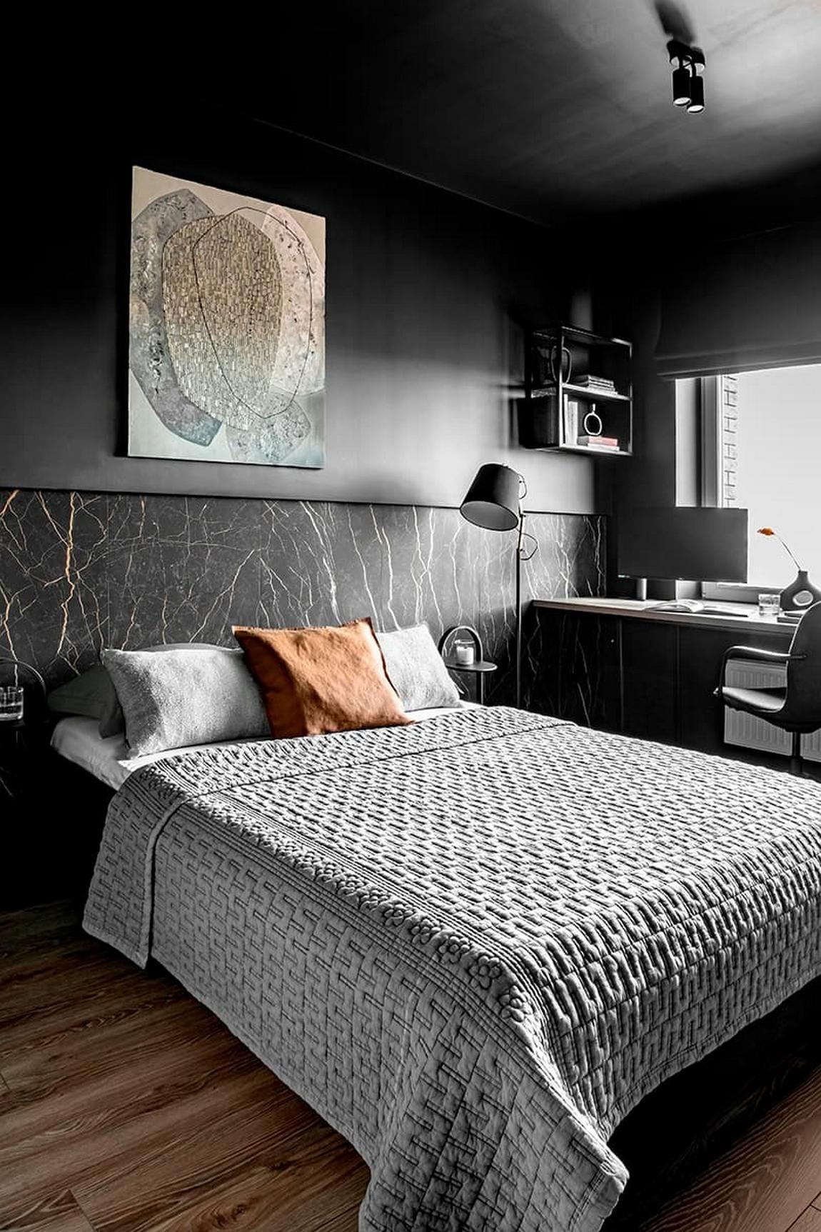 chambre masculine deux-pièces design 42m2