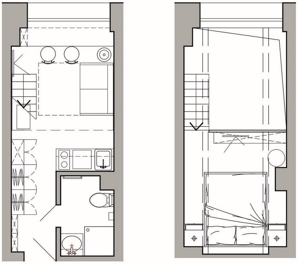 plan studio 25m2 avec mezzanine et décoration color blocking plan studio 25m2 avec mezzanine et décoration color blocking