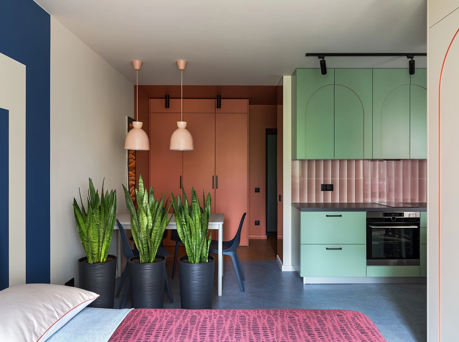 chambre cuisine et salle à manger appartement 36m2 color block chambre cuisine et salle à manger appartement 36m2 color block