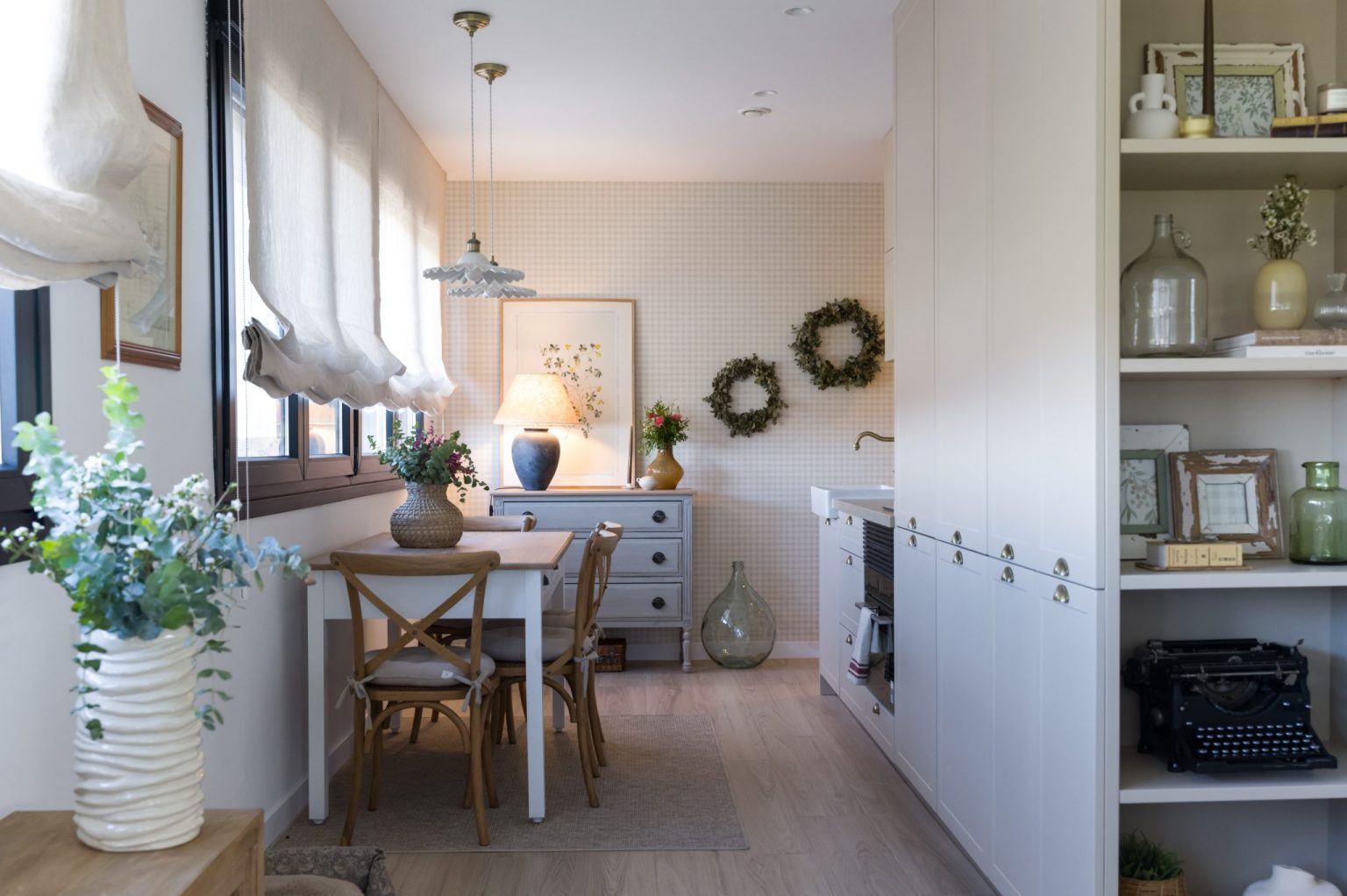 cuisine et salle à manger appartement 35m2 style campagne chic