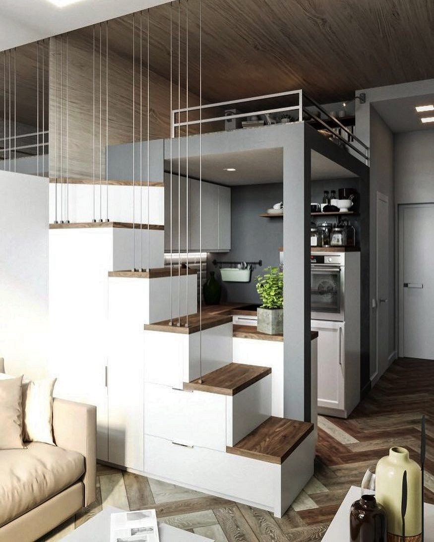 studio 18m2 avec mezzanine décoration contemporaine