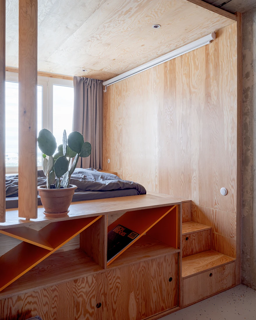 chambre sur podium avec tiroirs studio 25m2 chambre sur podium avec tiroirs studio 25m2