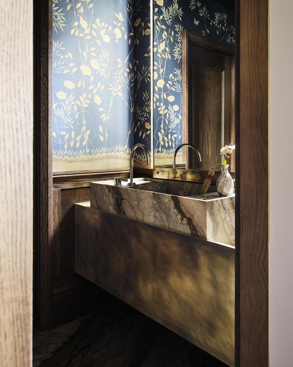 salle de bain marbre et papier-peint décoration contemporaine salle de bain marbre et papier-peint décoration contemporaine