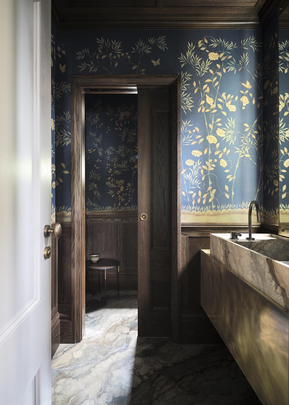 salle de bain marbre et papier-peint décoration contemporaine salle de bain marbre et papier-peint décoration contemporaine