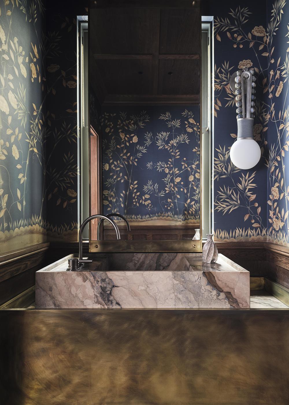 toilettes marbre et papier-peint décoration contemporaine toilettes marbre et papier-peint décoration contemporaine