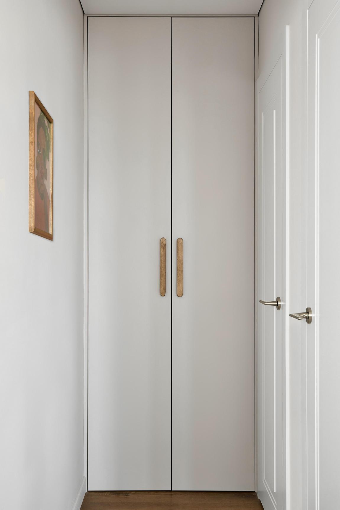 entrée avec placard studio 42m2 transformé en deux-pièces avec verrière bois