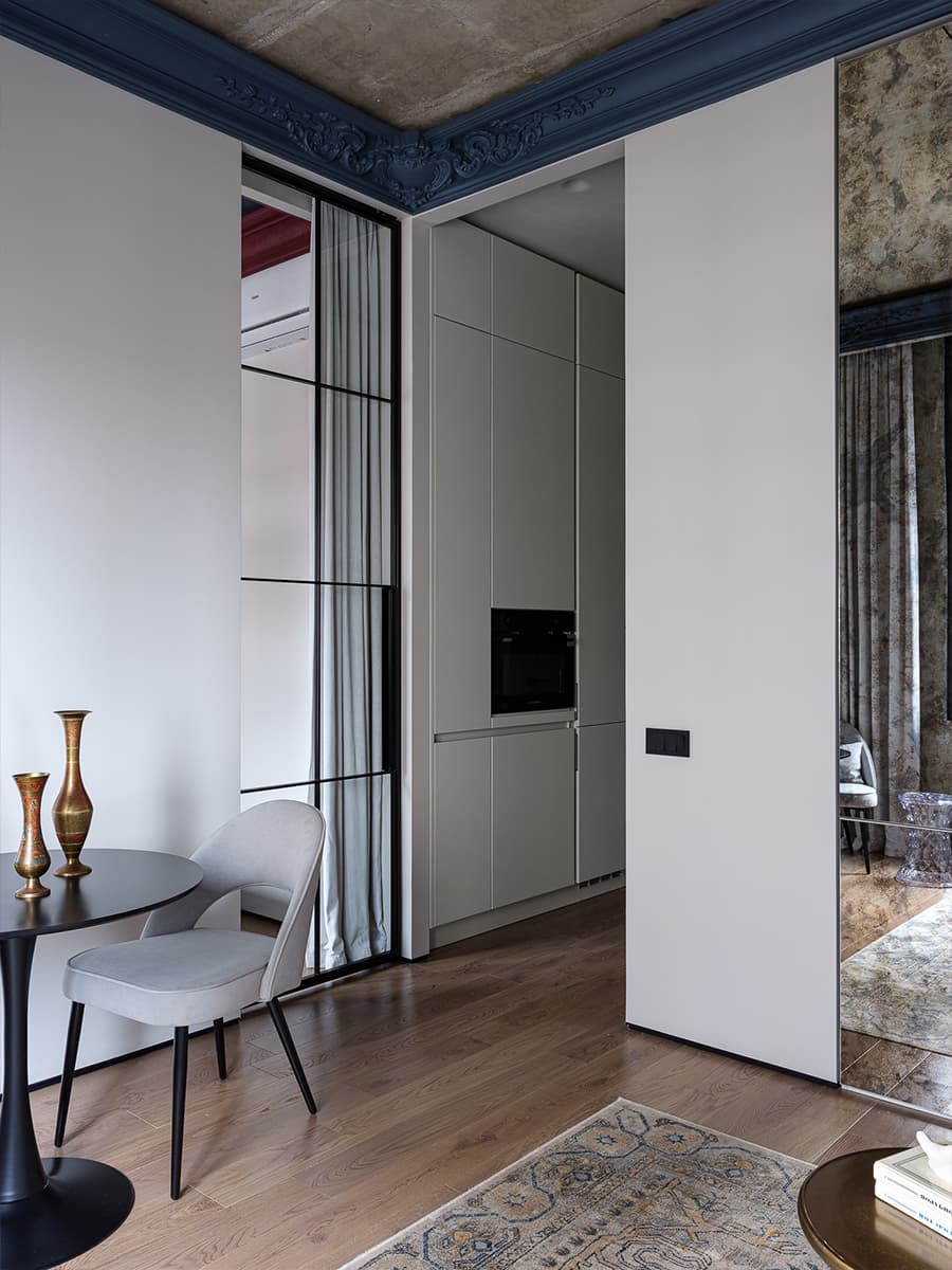 espace salle à manger design avec table pied tulipe deux-pièces de 41m2 décoration contemporaine espace salle à manger design avec table pied tulipe deux-pièces de 41m2 décoration contemporaine