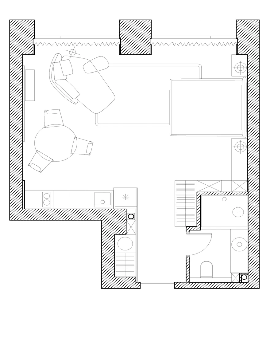 plan studio 45m2 décoration design grise et jaune moutarde plan studio 45m2 décoration design grise et jaune moutarde
