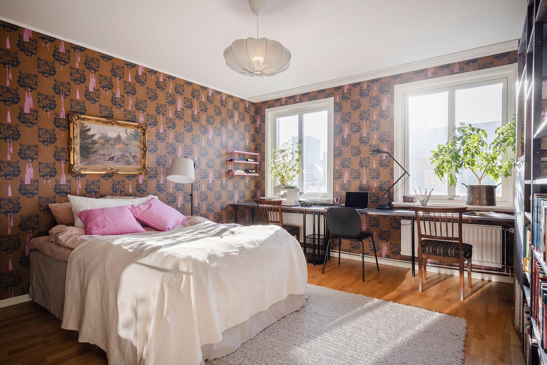 chambre appartement 94m2 décoration scandinave avec papier-peint chambre appartement 94m2 décoration scandinave avec papier-peint