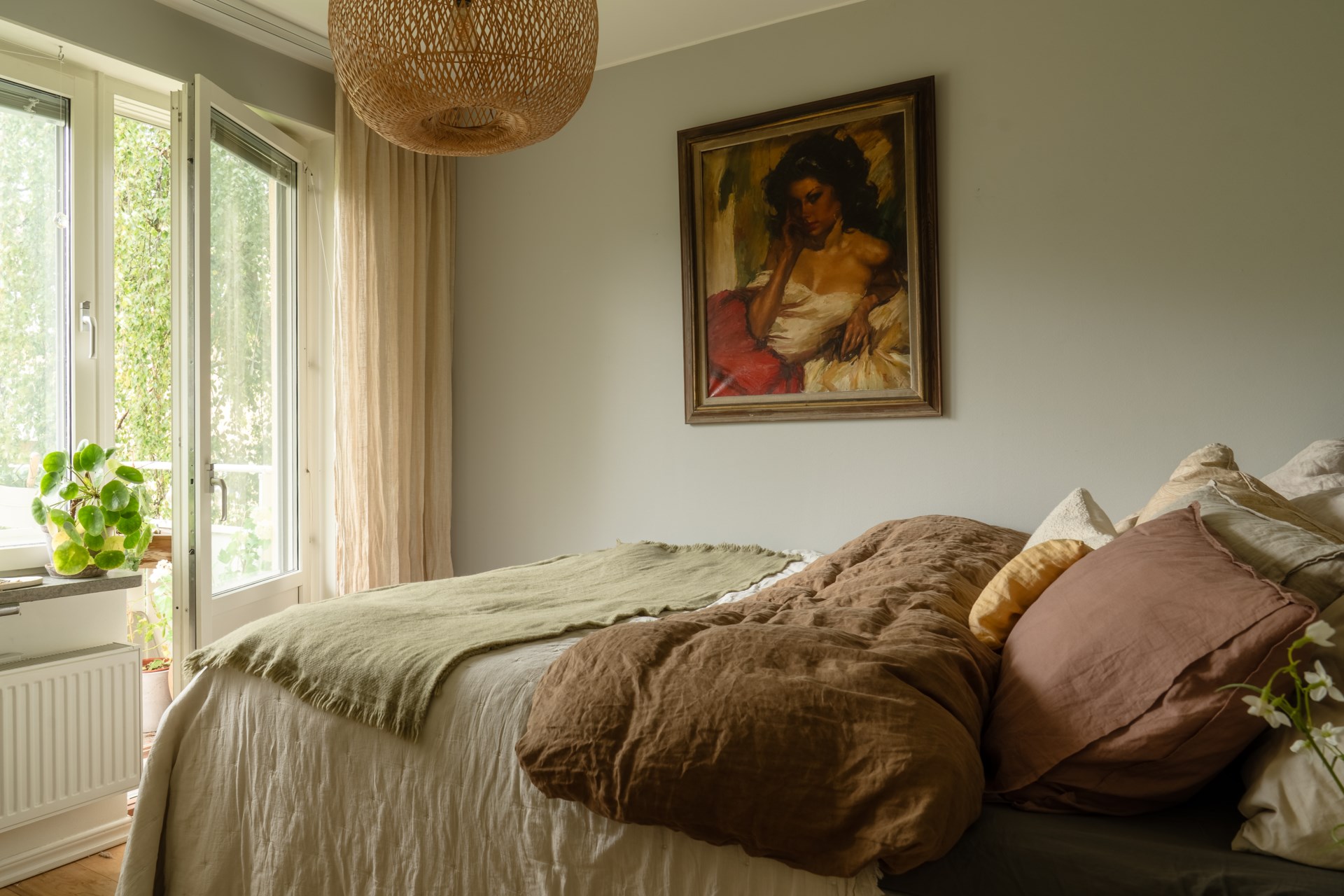 chambre décoration scandinave colorée deux-pièces 46m2