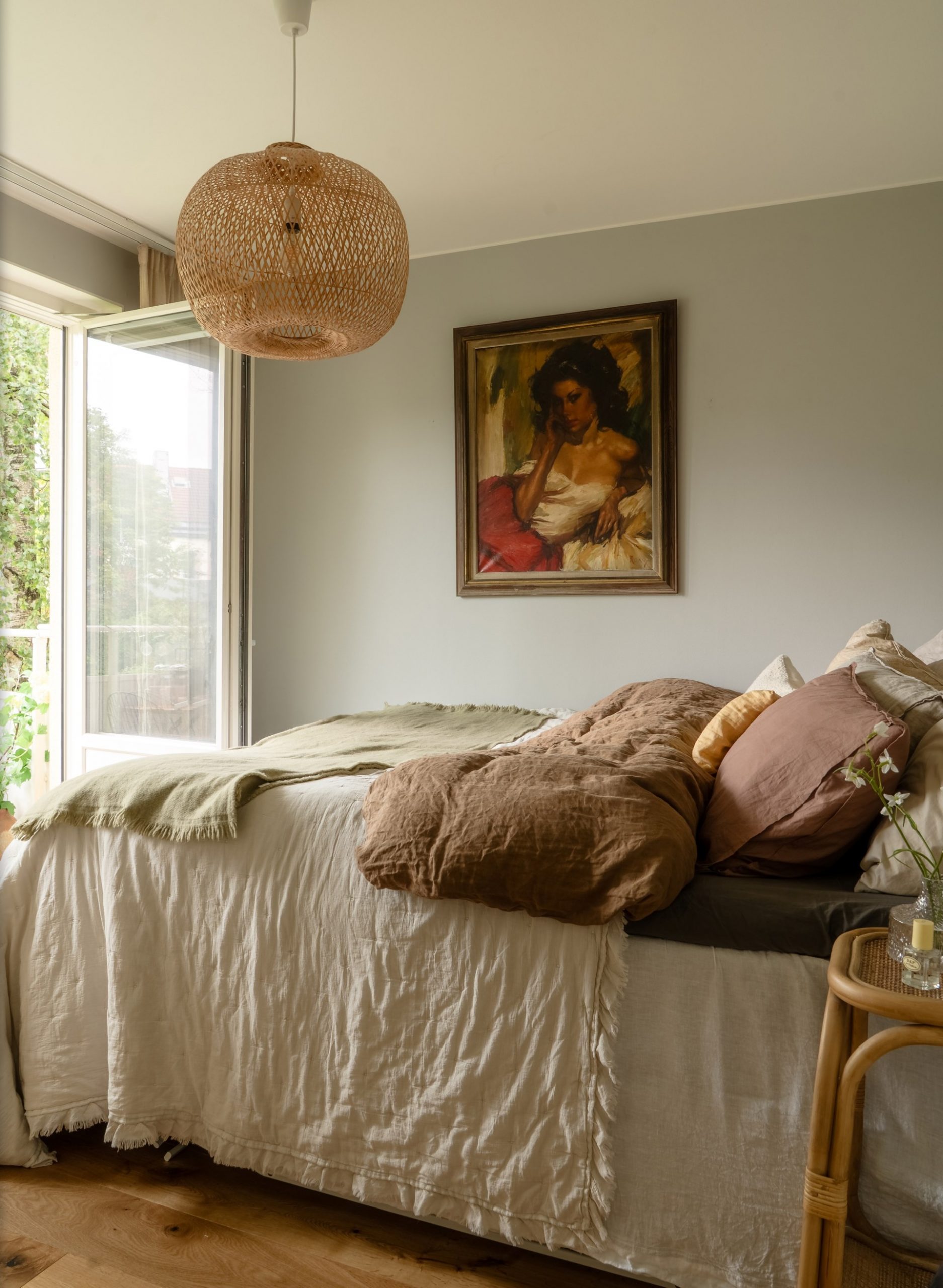 chambre décoration scandinave colorée deux-pièces 46m2