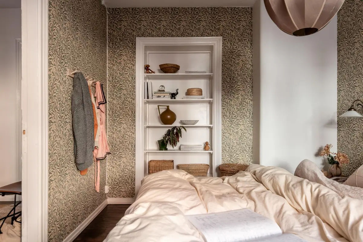 chambre papier-peint William Morris décoration scandinave chambre papier-peint William Morris décoration scandinave