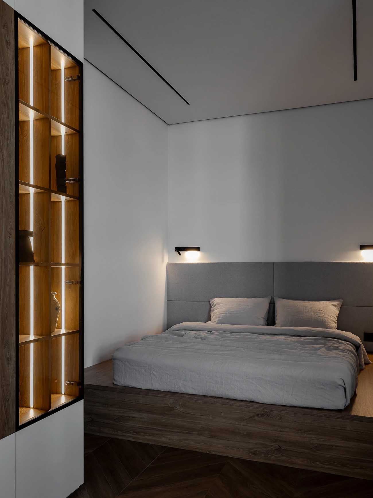 espace chambre sur estrade grand studio 47m2 avec dressing décoration contemporaine espace chambre sur estrade grand studio 47m2 avec dressing décoration contemporaine