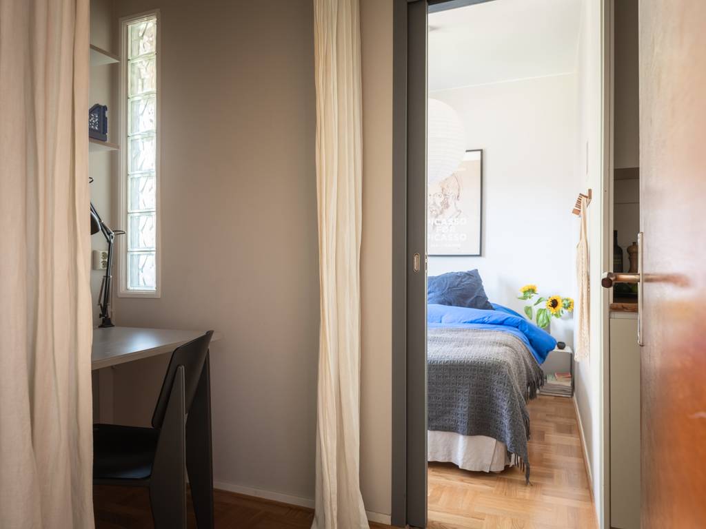 chambre appartement 44m2 décoration mid-century modern