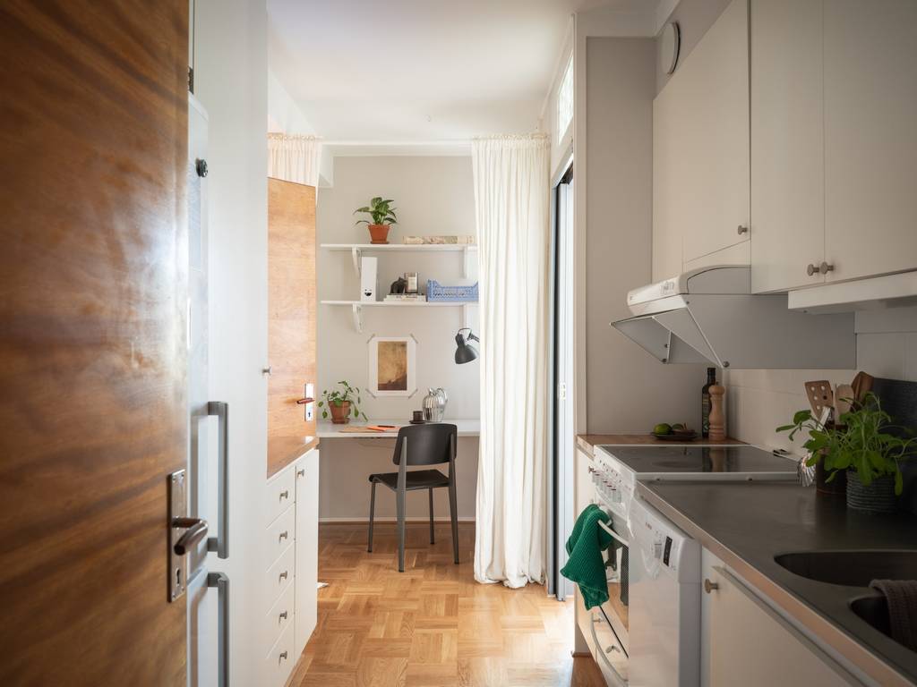 cuisine appartement 44m2 décoration mid-century modern