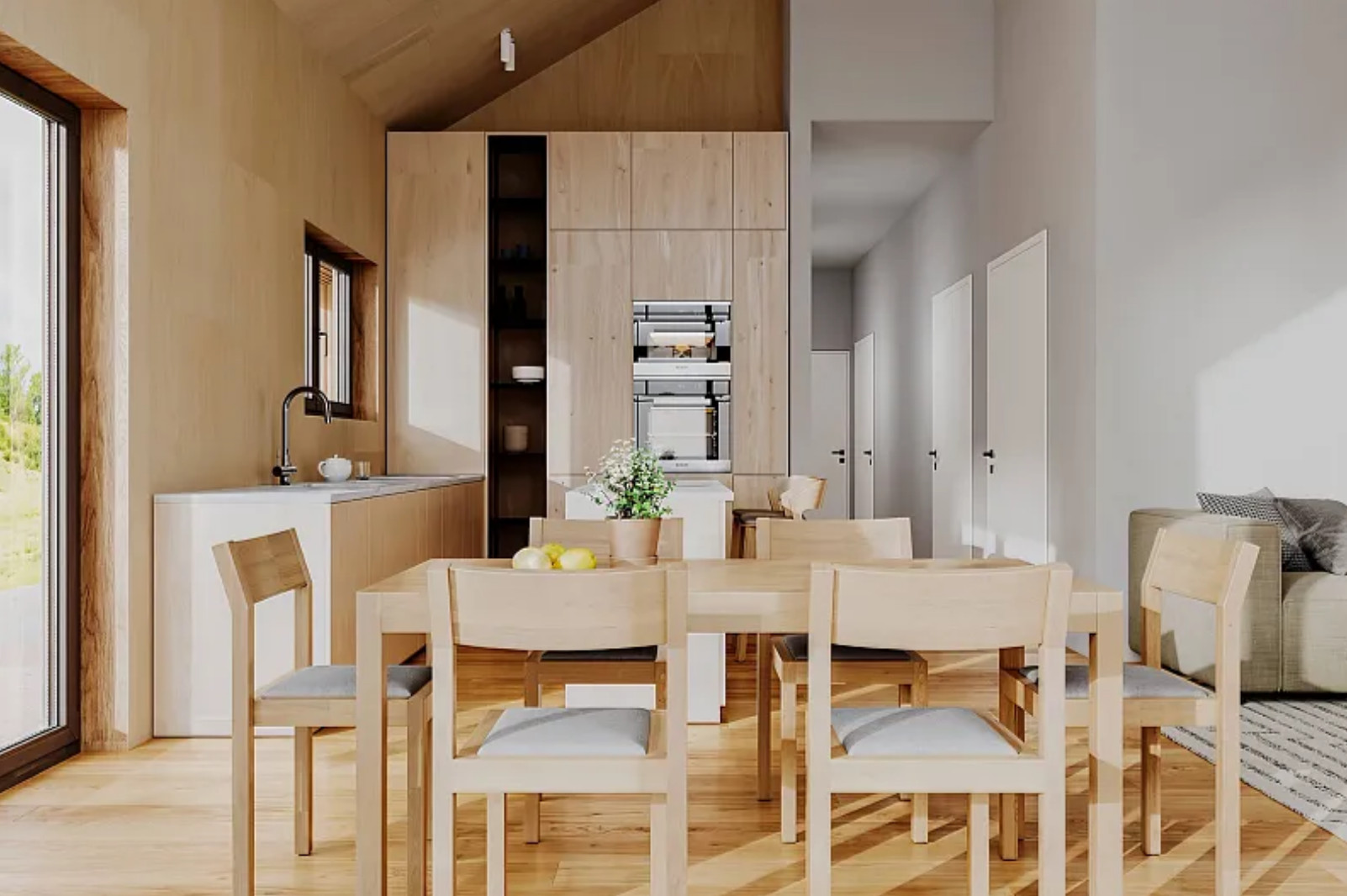 cuisine et salle à manger décoration naturelle maison française en bois 113m2 CHALET PRO Modèle NYONS cuisine et salle à manger décoration naturelle maison française en bois 113m2 CHALET PRO Modèle NYONS