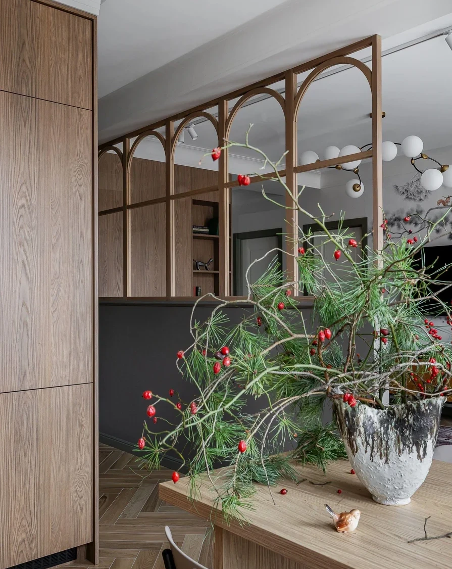 cuisine bois avec verrière bois à arches appartement décoration vintage cuisine bois avec verrière bois à arches appartement décoration vintage