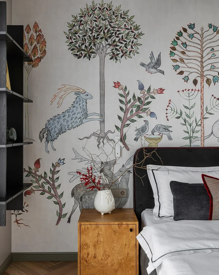 chambre avec papier-peint médiéval appartement décoration vintage chambre avec papier-peint médiéval appartement décoration vintage