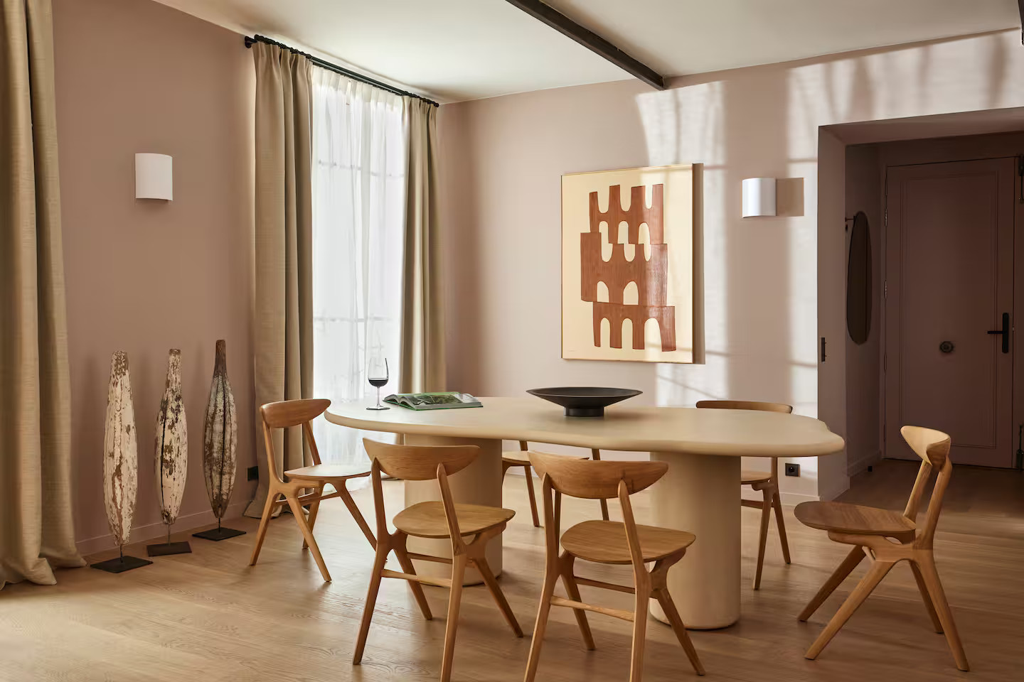 salle à manger décoration contemporaine terracotta appartement Paris salle à manger décoration contemporaine terracotta appartement Paris