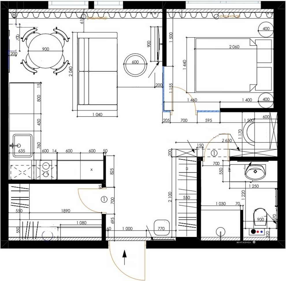 plan deux-pièces 32m2 moderne plan deux-pièces 32m2 moderne