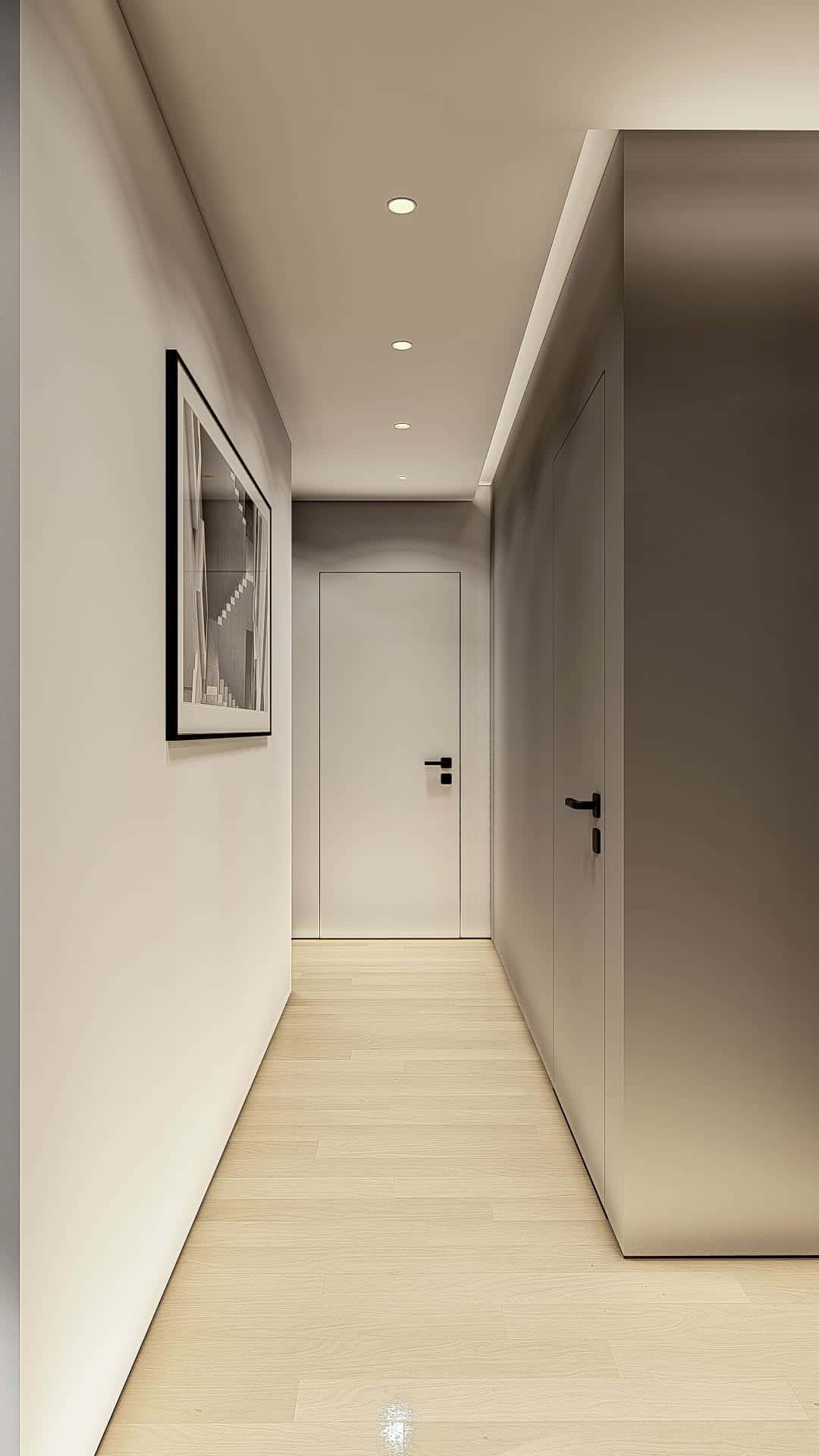 couloir avec spots encastrés