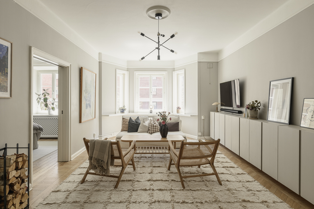 salon beige et bois décoration scandinave