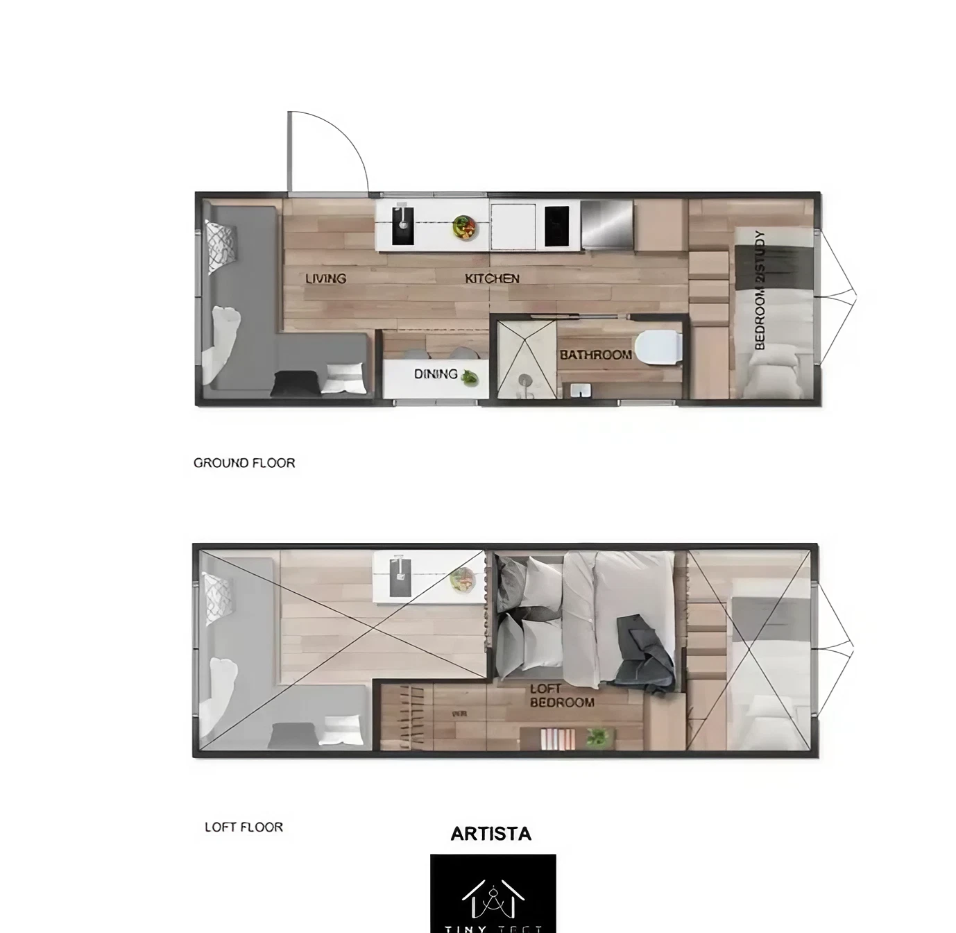 plan mini maison de 15m2 l’Artista par Tiny Tect Tiny Houses