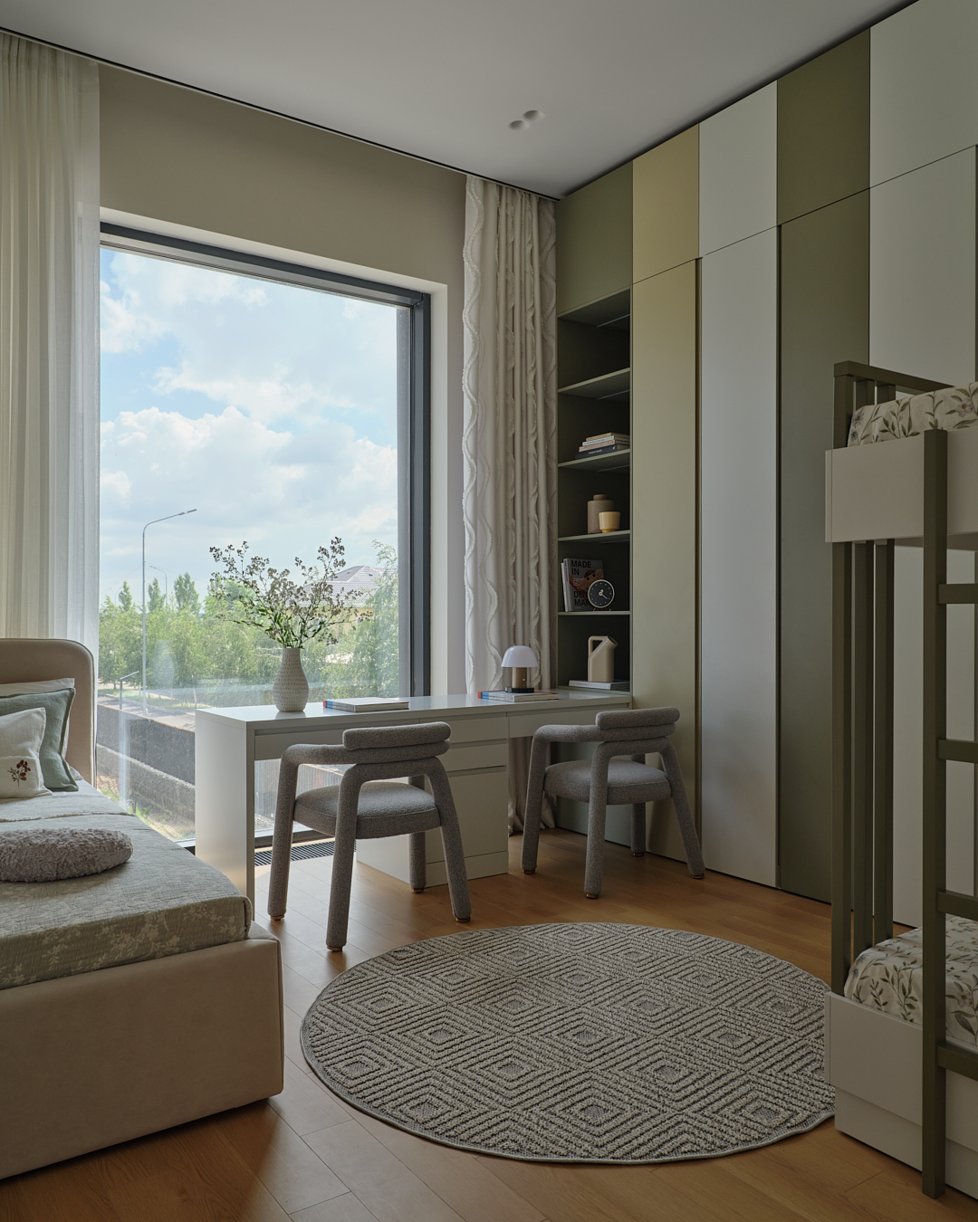 chambre d'enfant lits superposés décoration contemporaine 