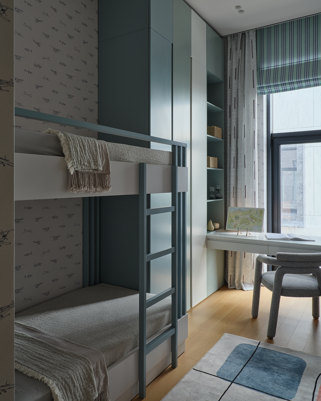 chambre d'enfant lits superposés décoration contemporaine 