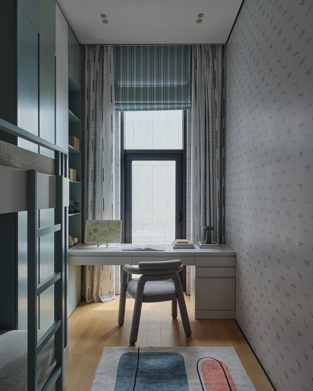 chambre d'enfant lits superposés décoration contemporaine 