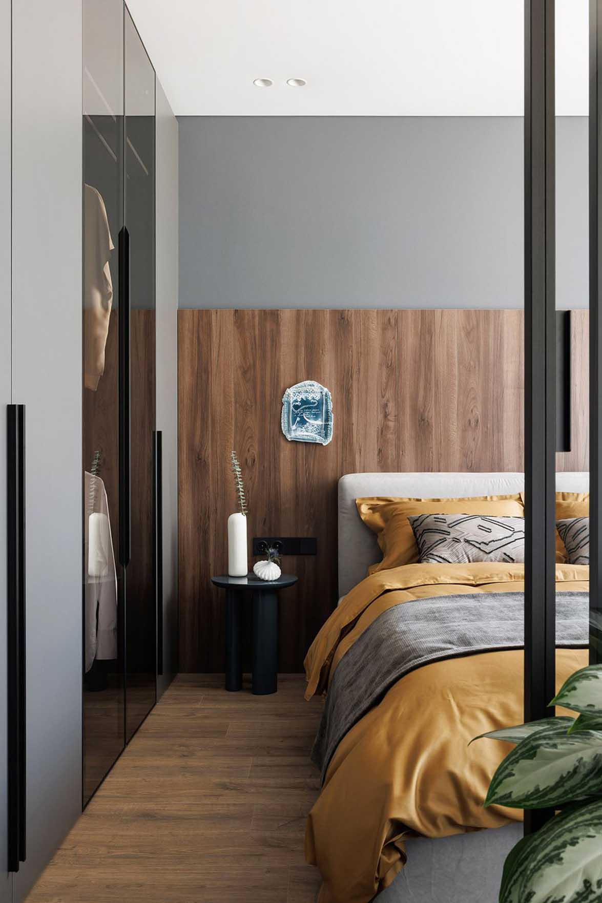 chambre avec verrière appartement 40m2 décoration contemporaine