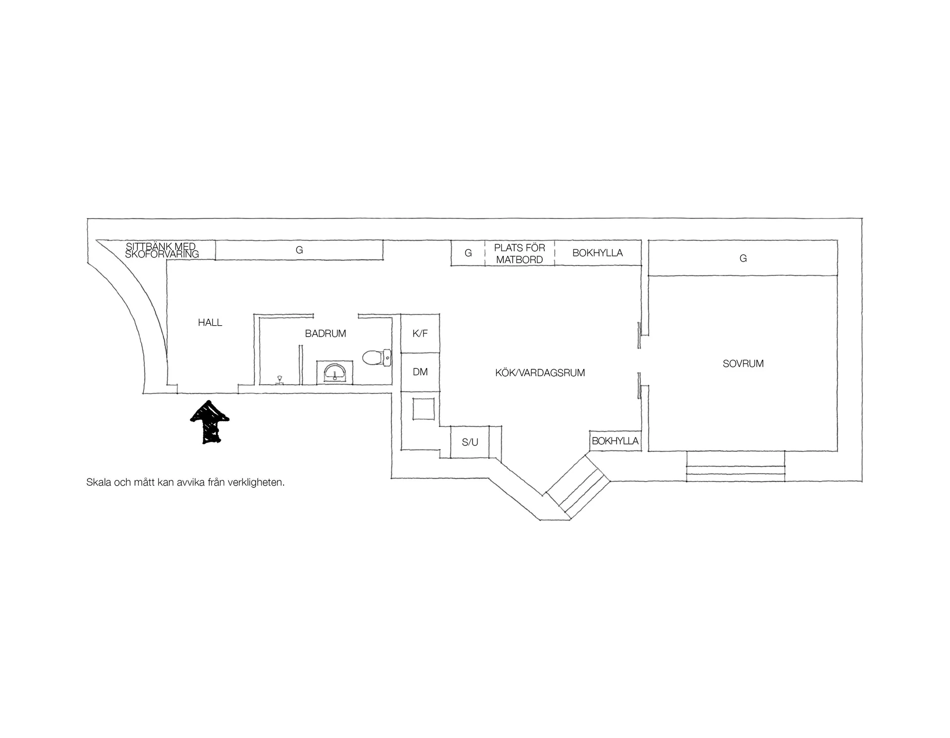 plan deux-pièces 39m2 ancien