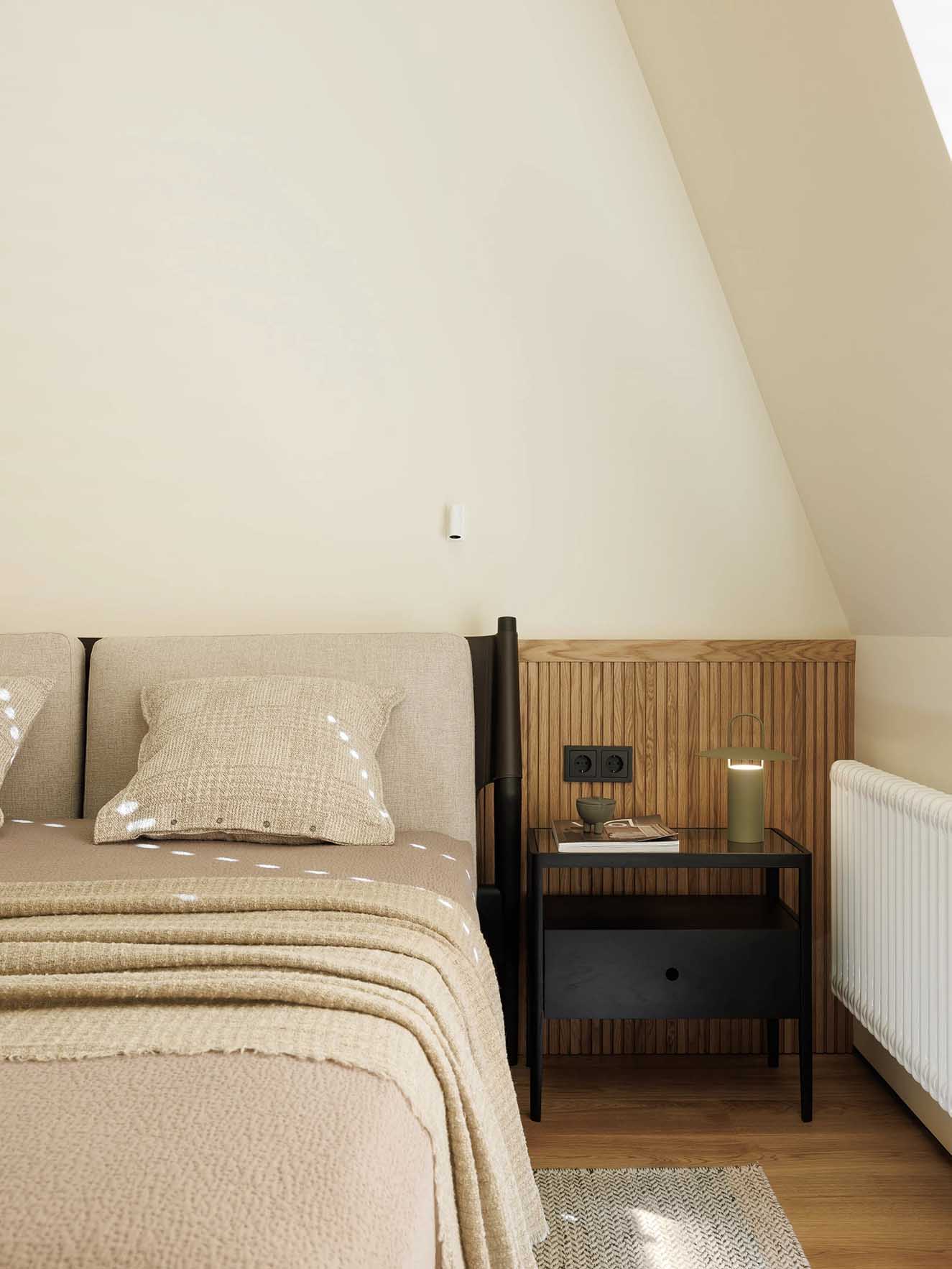 chambre appartement deux-pièces 52m2 sous les toits décoration contemporaine