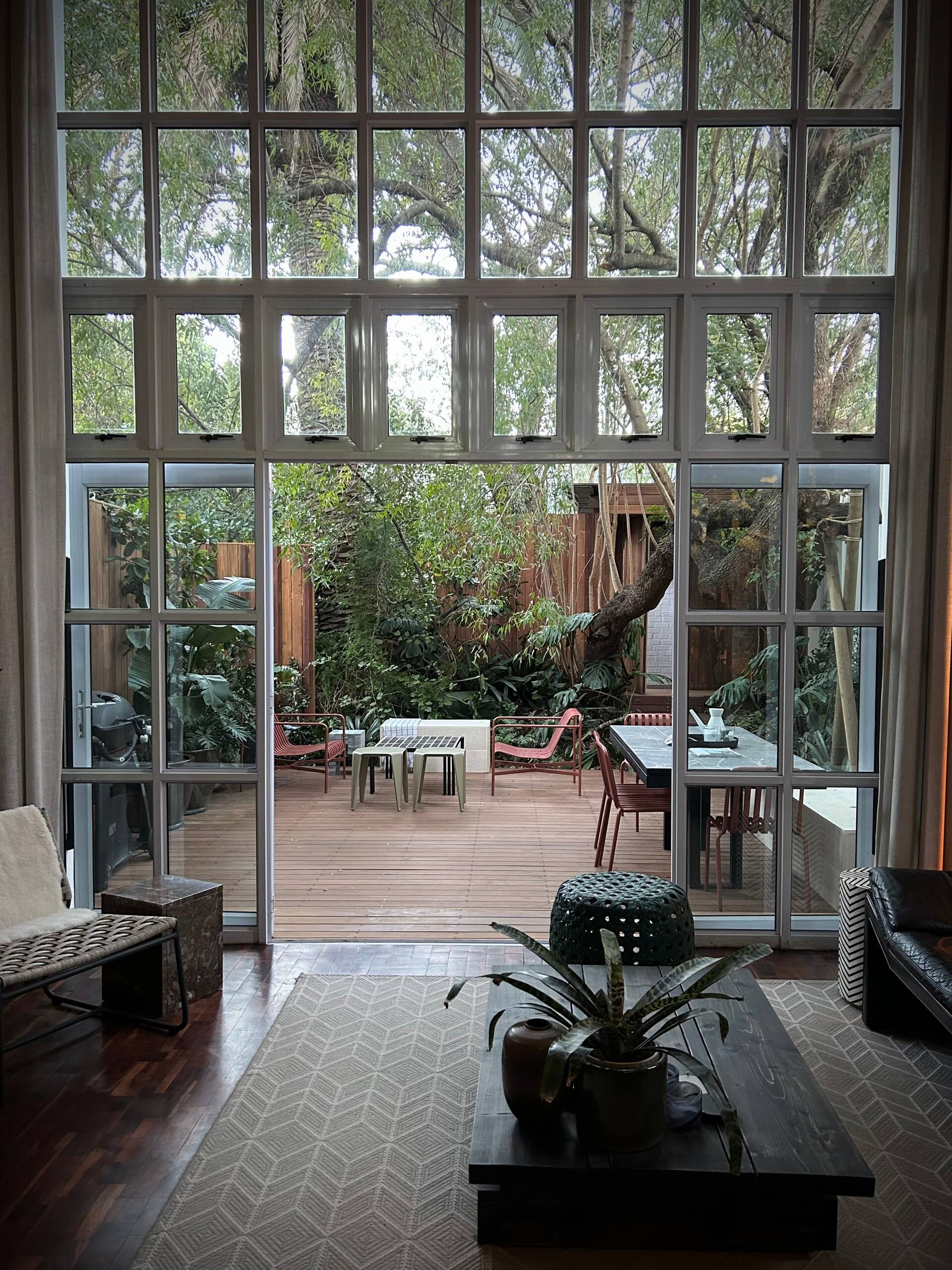 terrace and double height living room spacious designer duplex studio contemporay decor in Cape Town