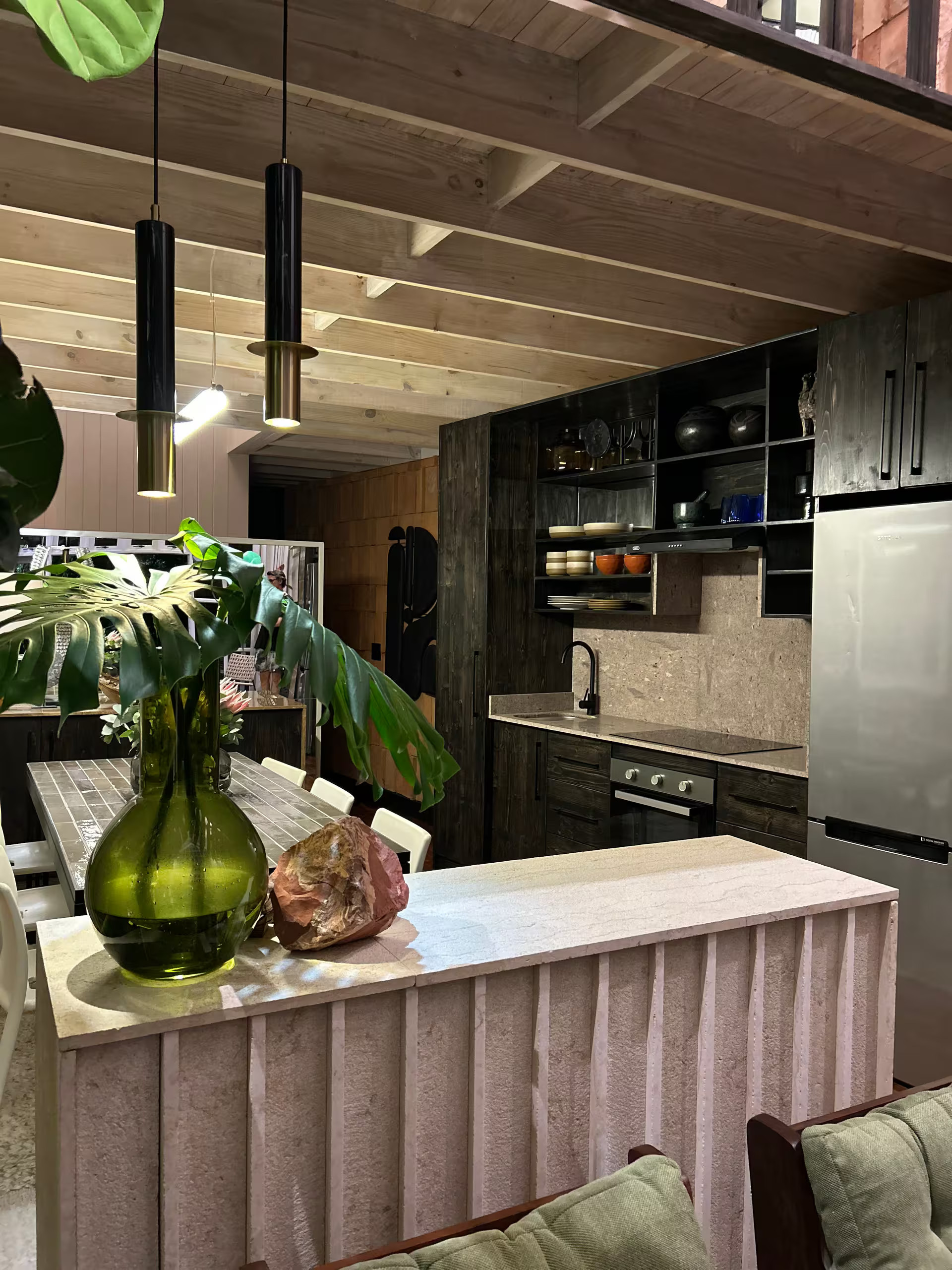 kitchen under mezzanine spacious designer duplex studio contemporay decor in Cape Town