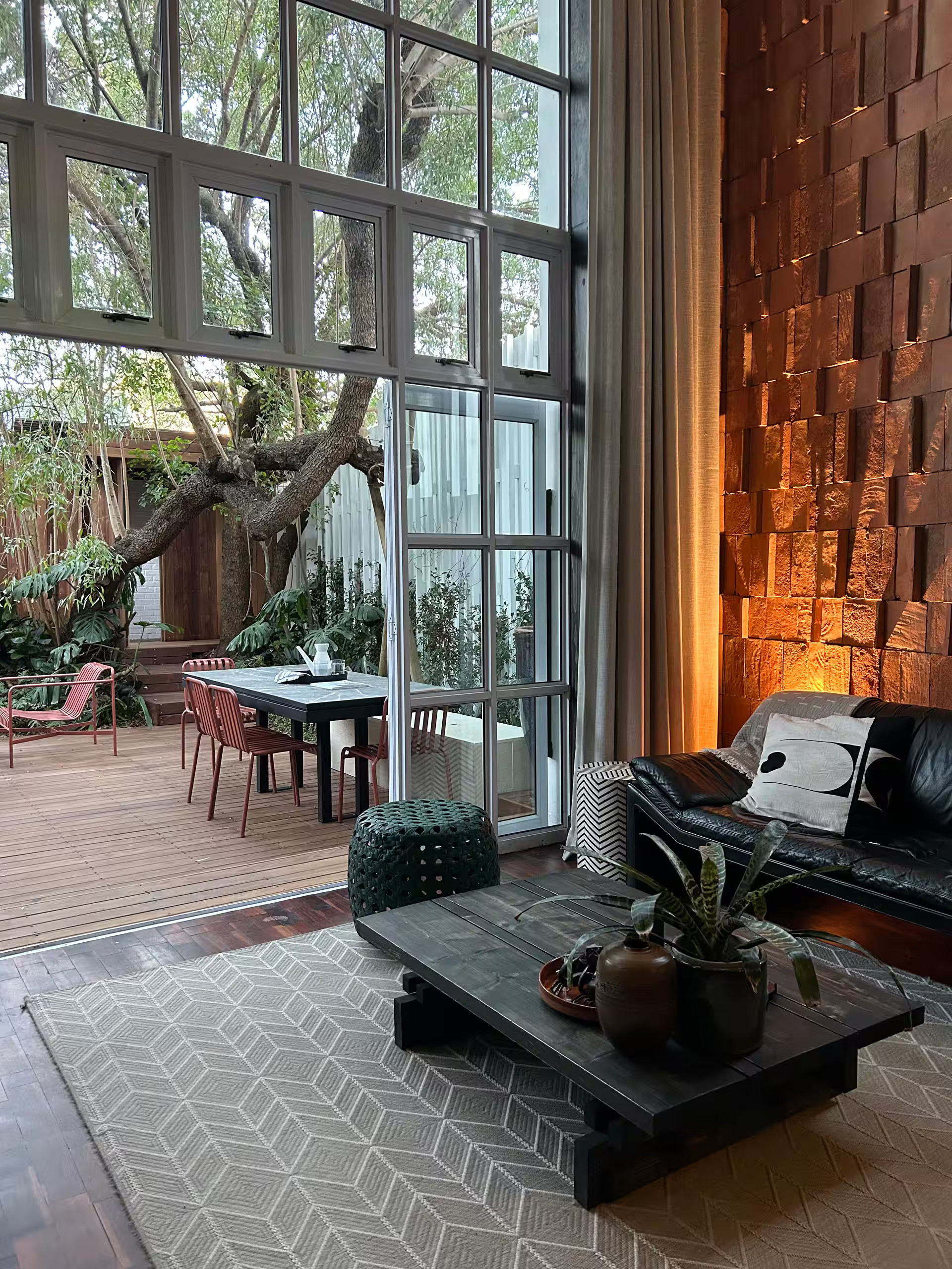 terrace and double height living room spacious designer duplex studio contemporay decor in Cape Town