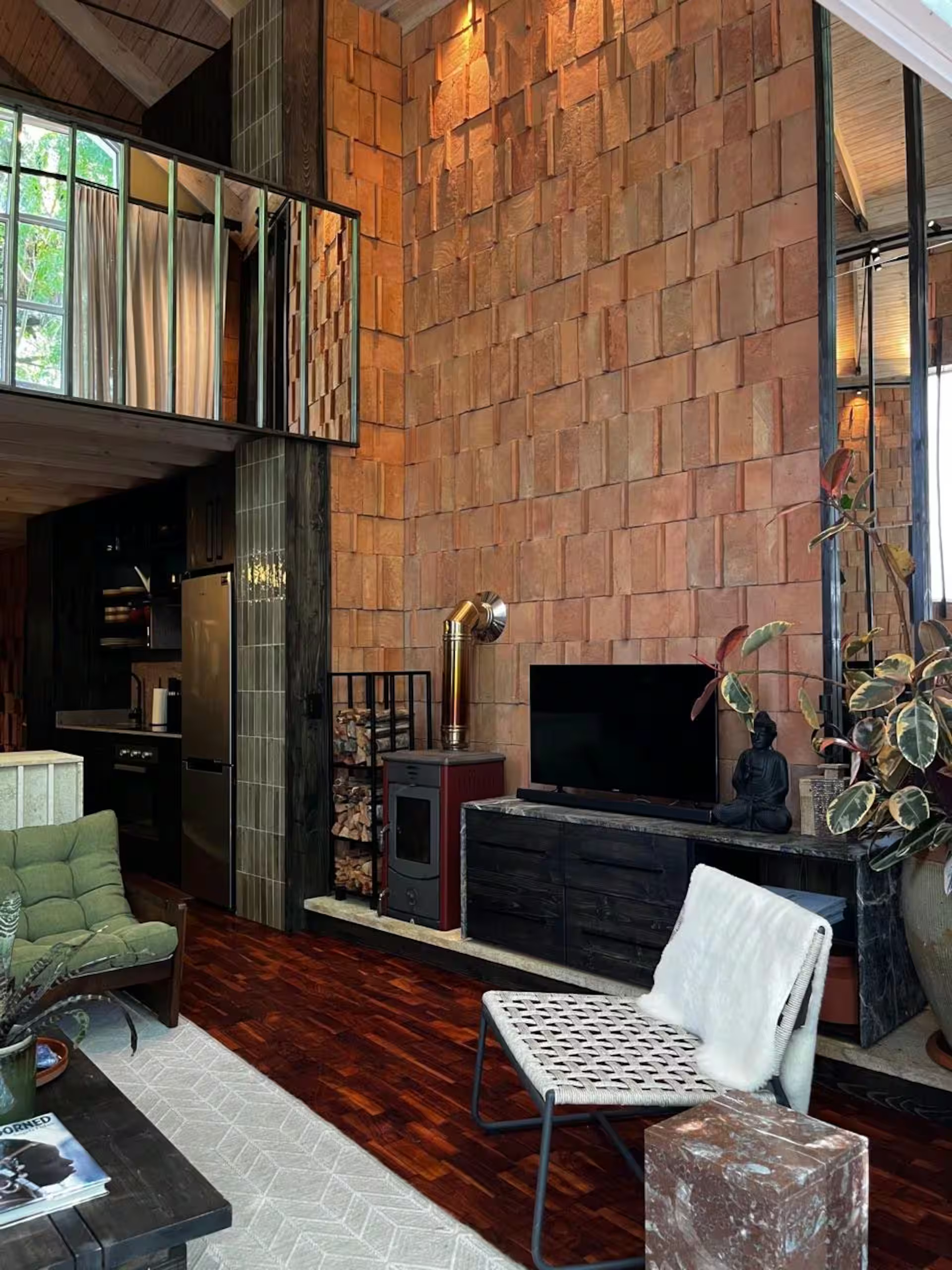 terrace and double height living room spacious designer duplex studio contemporay decor in Cape Town