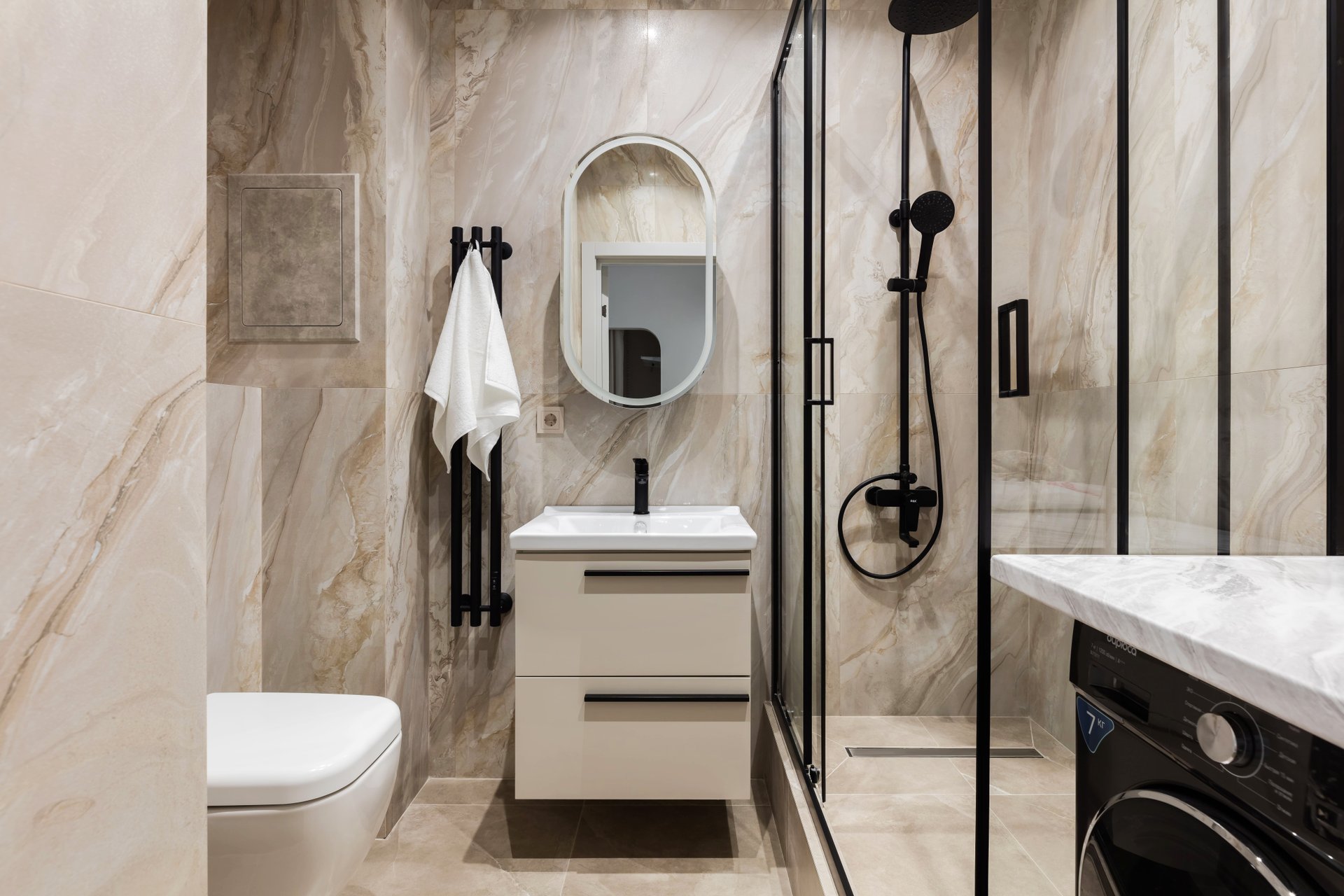 salle de bain moderne marbre beige