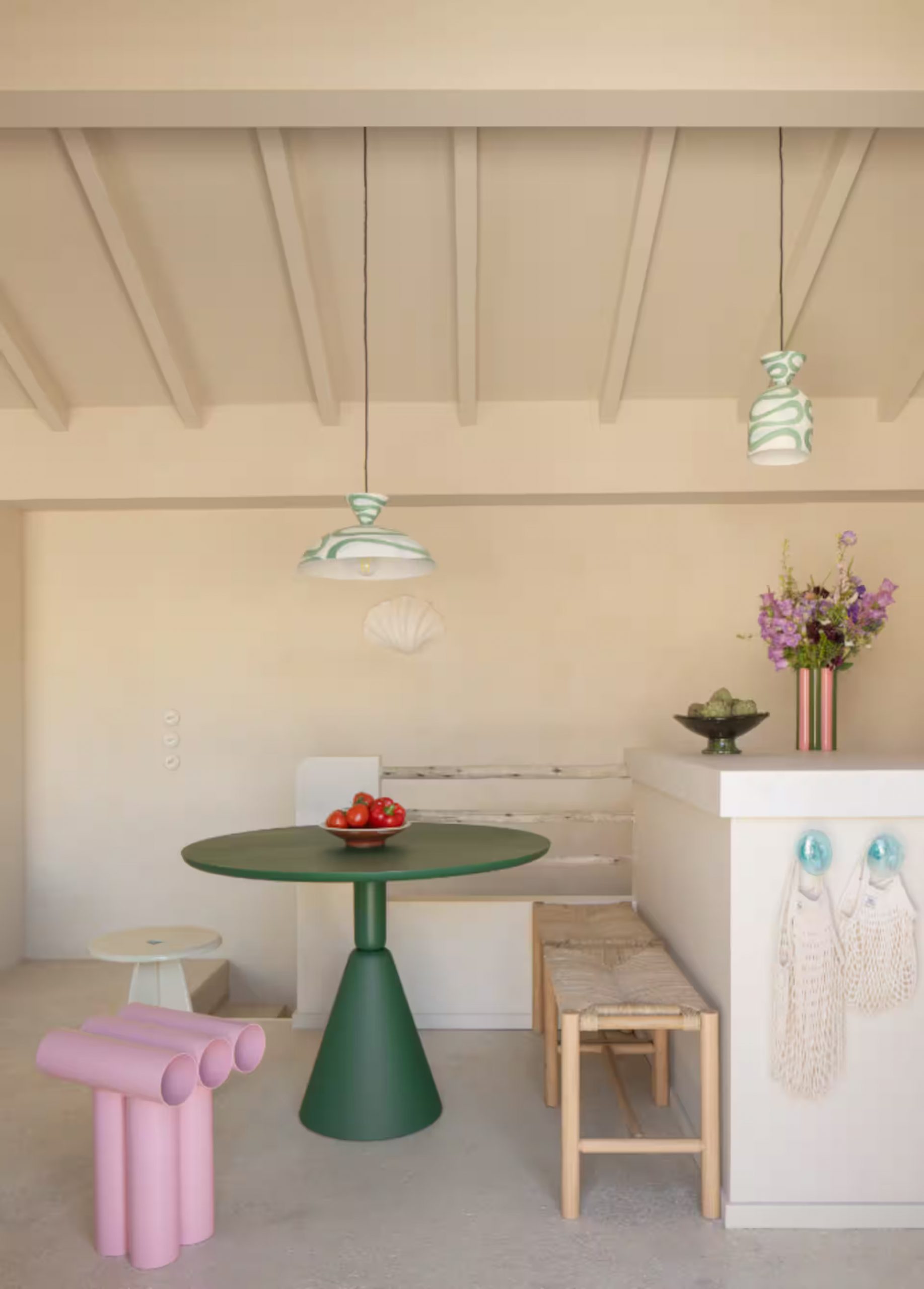 attic dining room and kitchen designer decor small house in Les Goudes Marseille for holydays