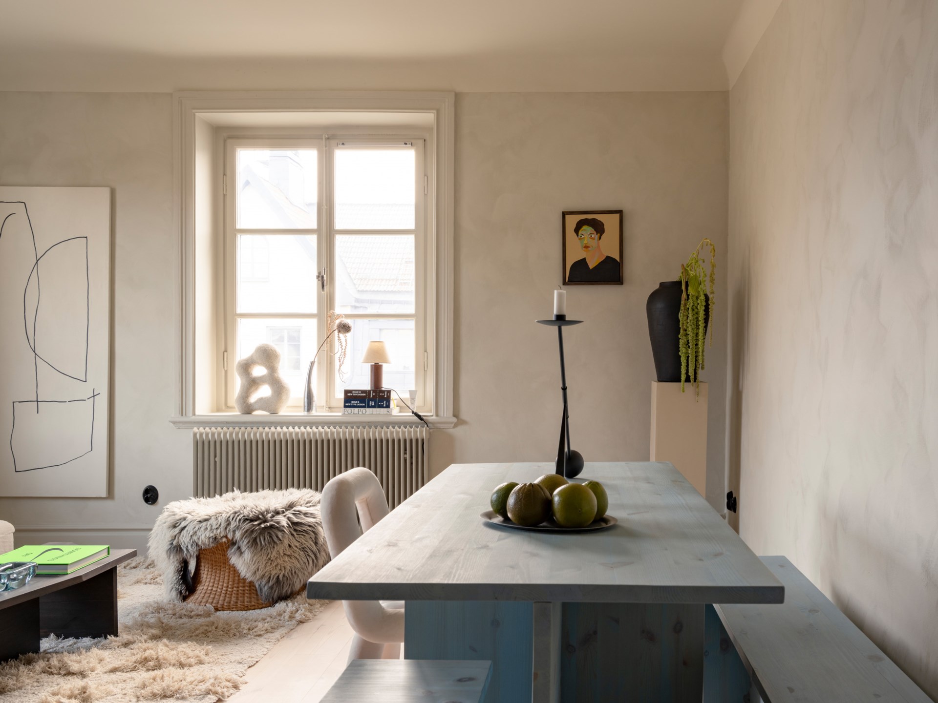 salon et salle à manger appartement deux-pièces de 46m2 décoration scandinave