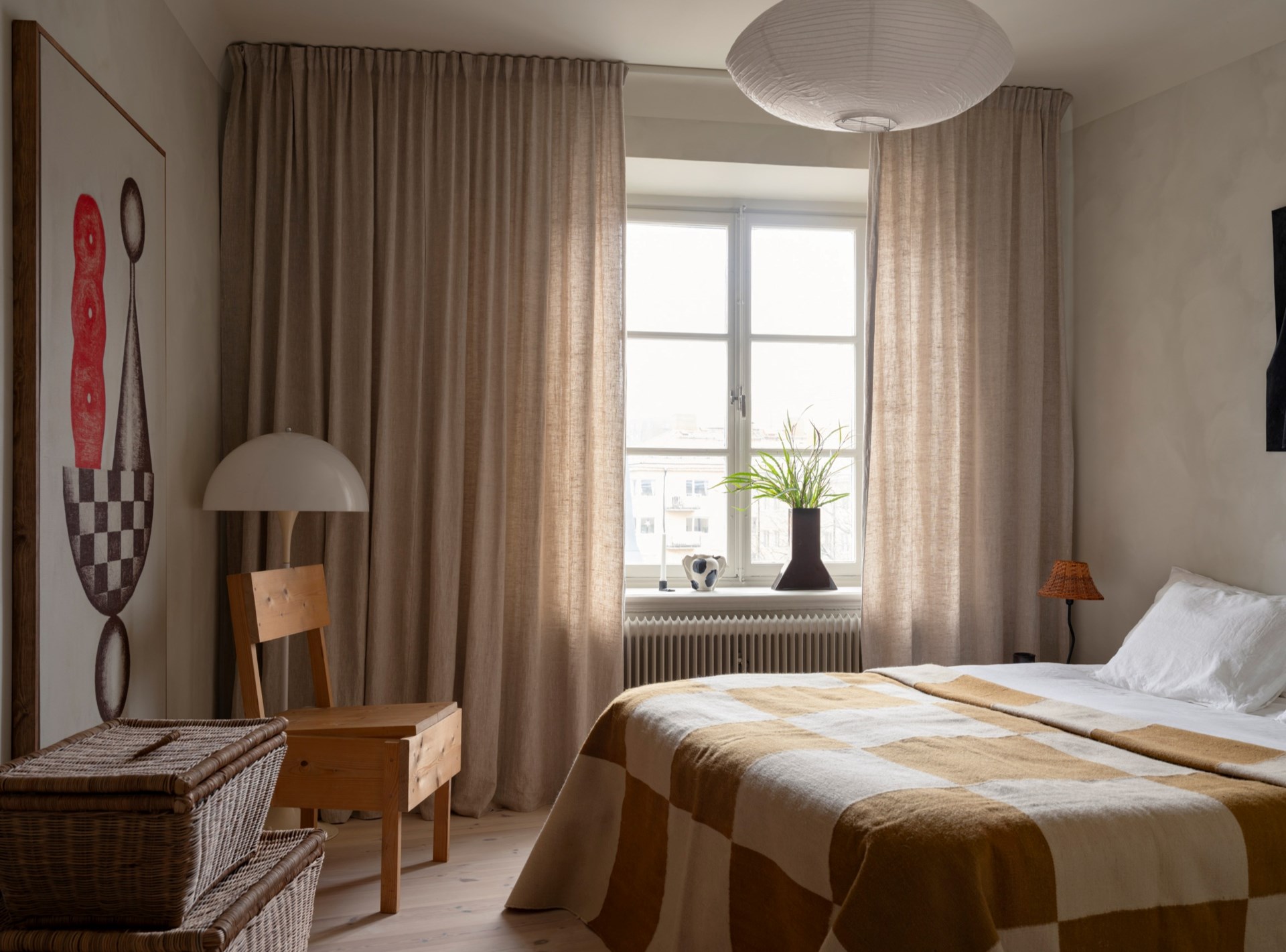 chambre appartement deux-pièces de 46m2 décoration scandinave