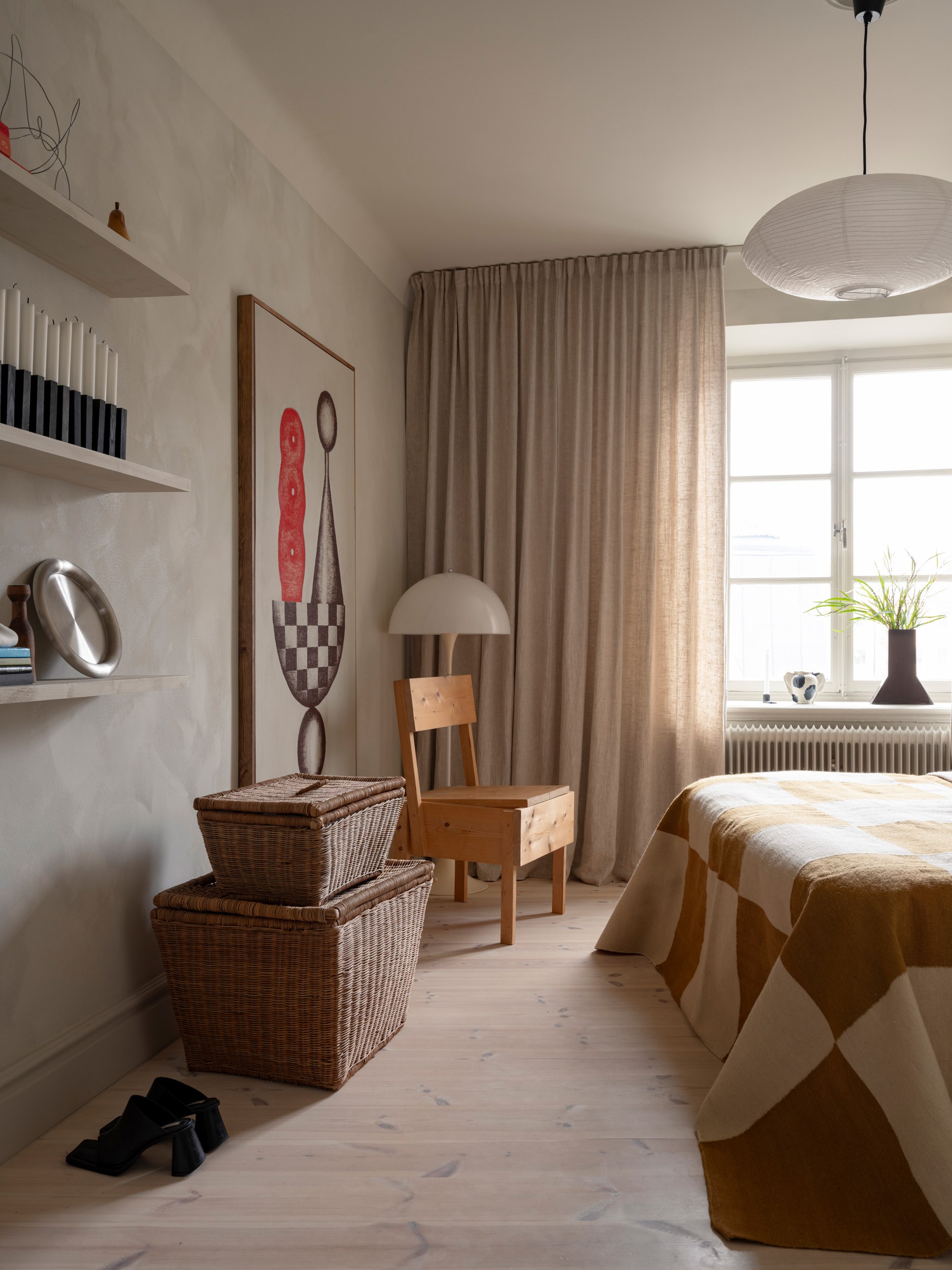 chambre appartement deux-pièces de 46m2 décoration scandinave