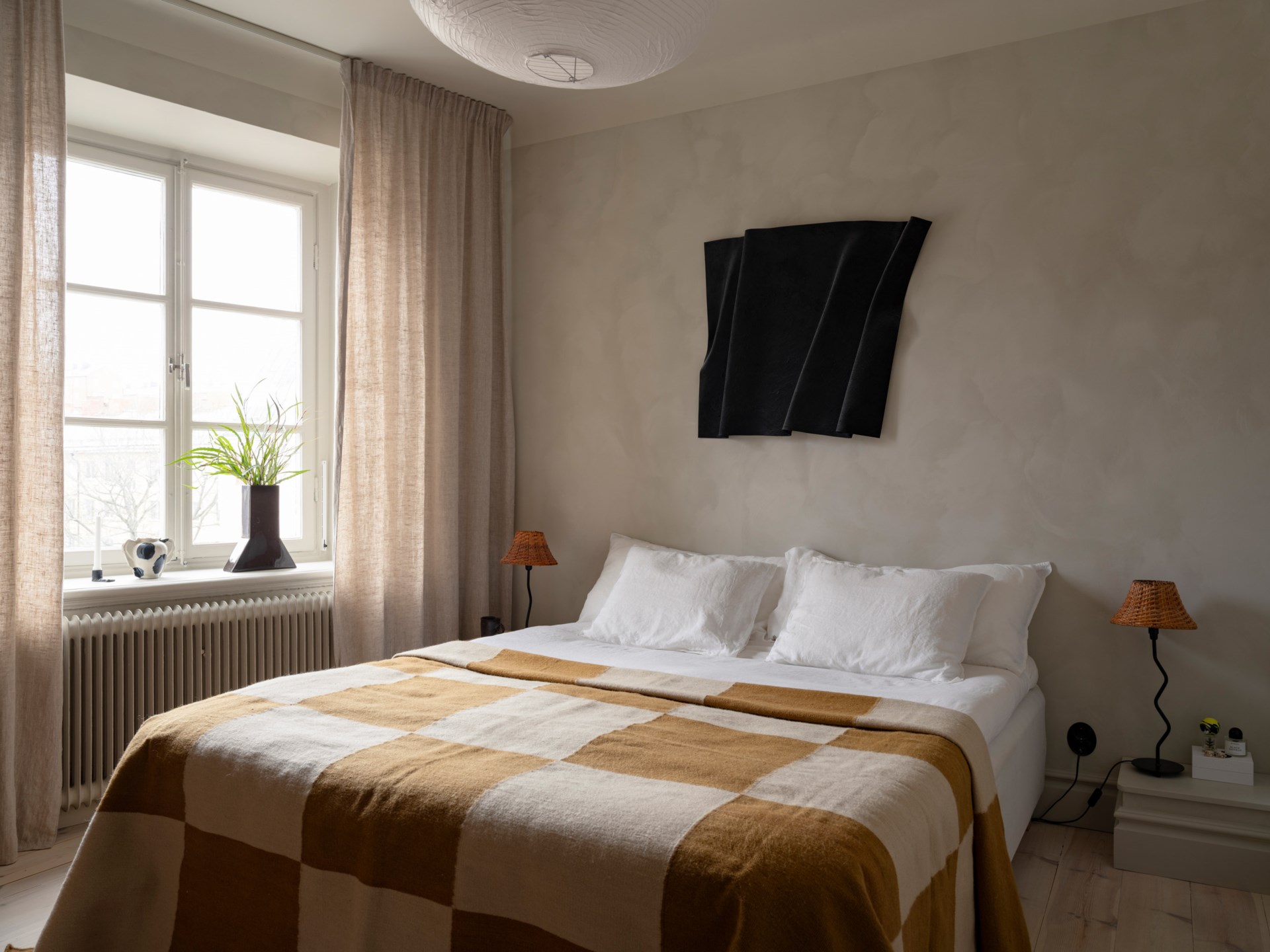 chambre appartement deux-pièces de 46m2 décoration scandinave