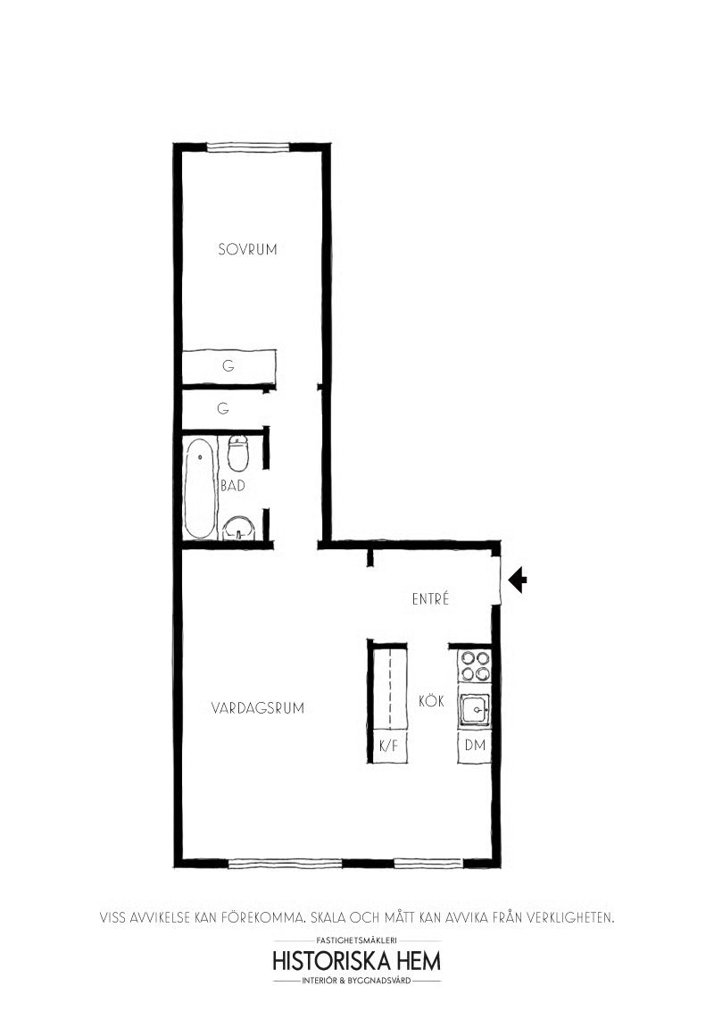 plan deux-pièces de 54m2 décoration scandinave