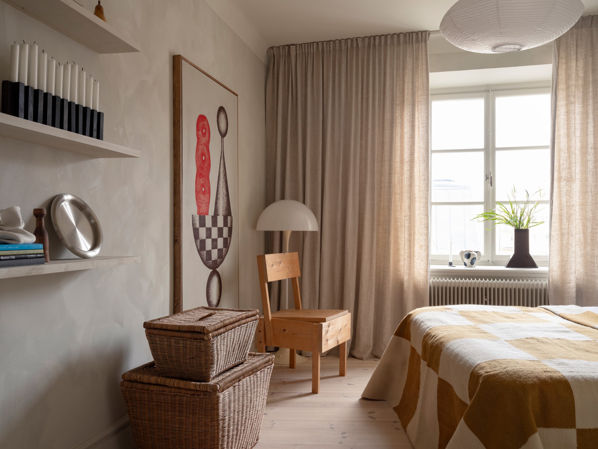 chambre appartement deux-pièces de 46m2 décoration scandinave