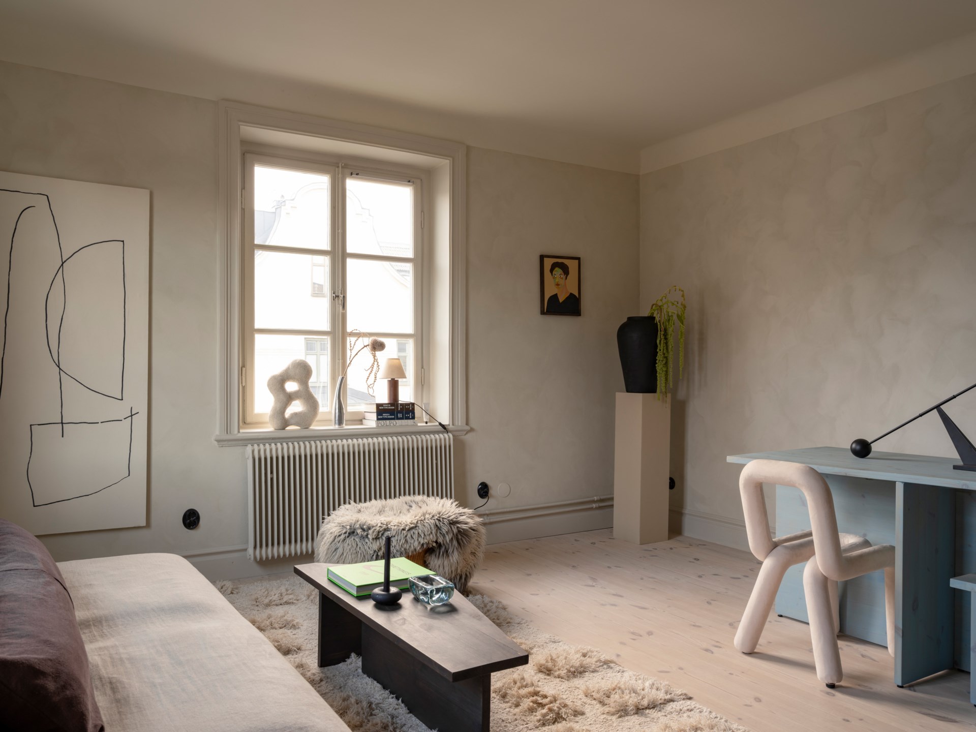 salon et salle à manger appartement deux-pièces de 46m2 décoration scandinave