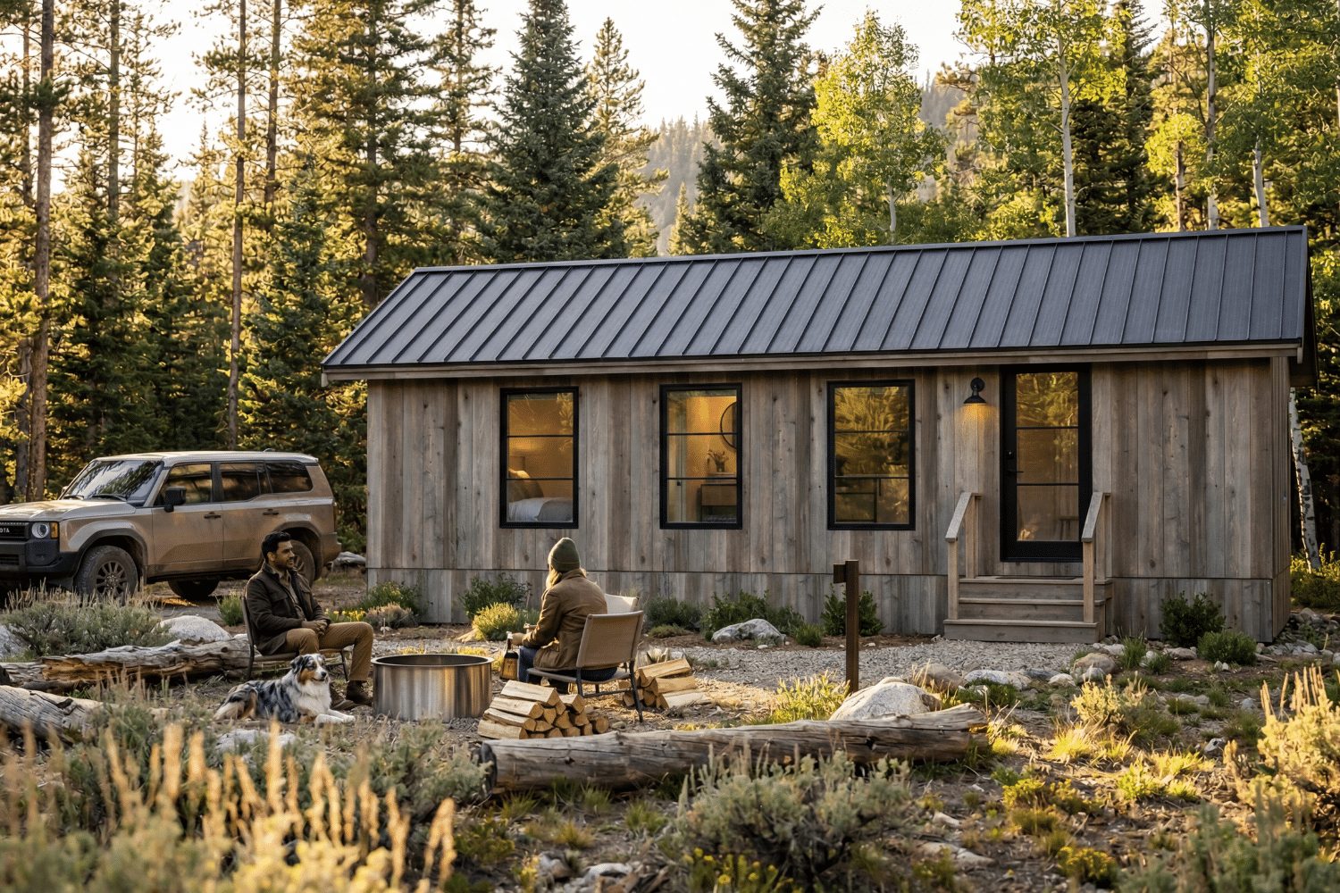 A 384 sq.ft. wooden cabin with a well-designed interior by Zook Cabins