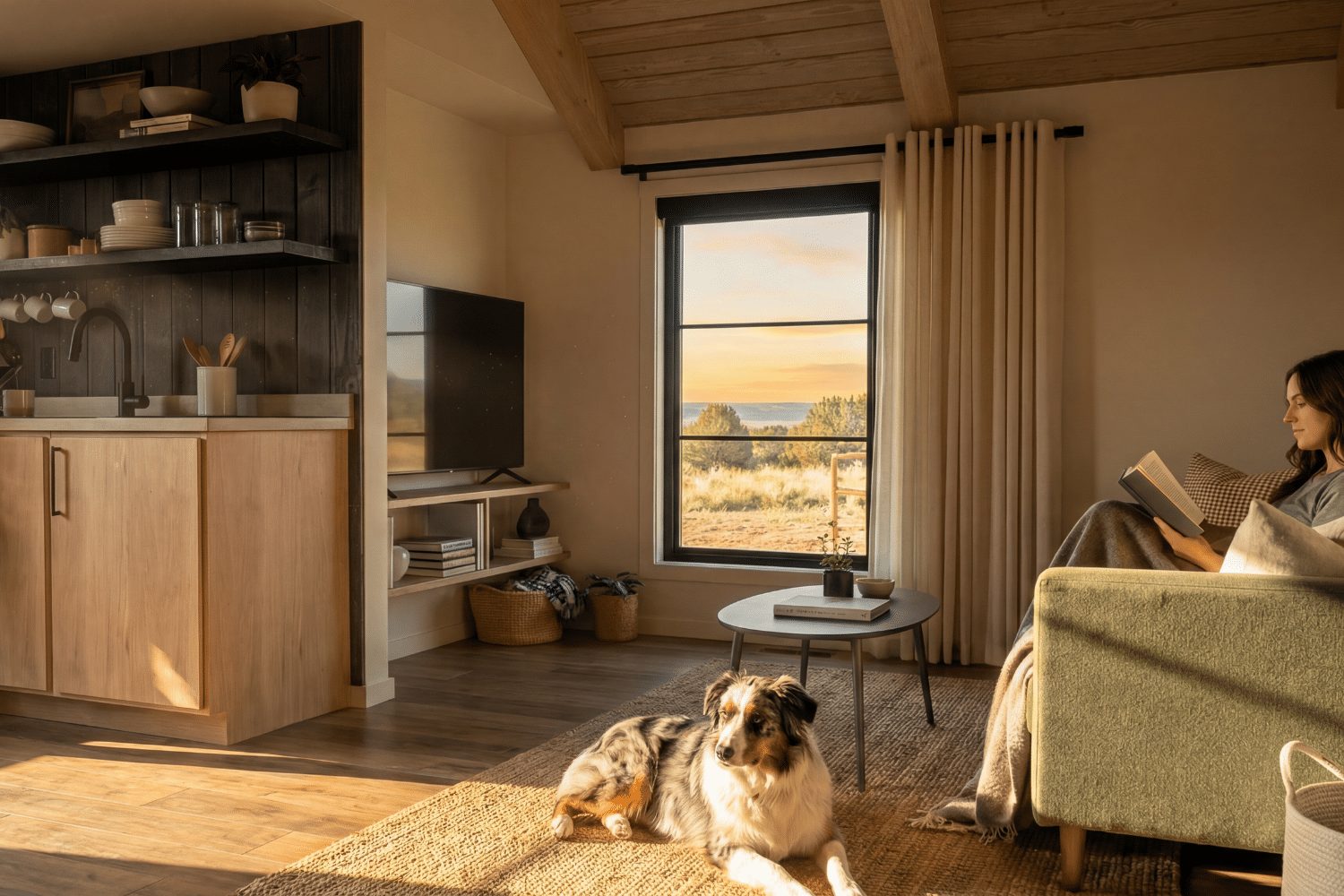intérieur petite maison 36m2 The Kodiak par Zook Cabins