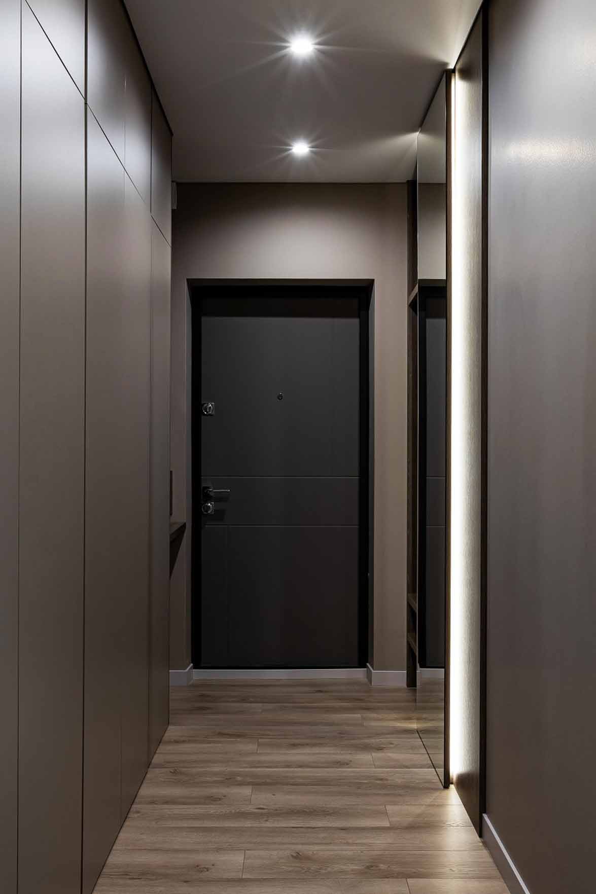 couloir murs marrons décoration contemporaine appartement de 60m2 neutre couloir murs marrons décoration contemporaine appartement de 60m2 neutre